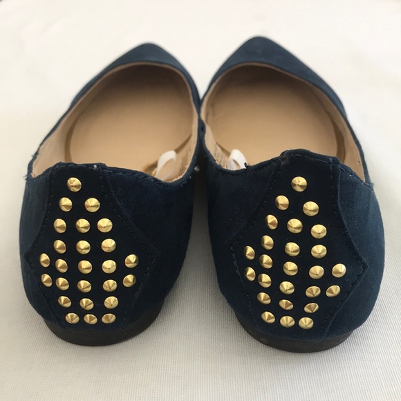 Navy suede pointed toe flat - Picture 2 of 3